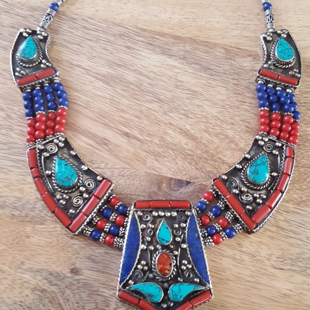 Authentic handcrafted coral, turquoise and lapis n